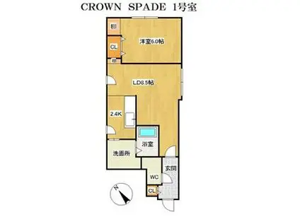CROWN SPADE(1LDK/4階)の間取り写真