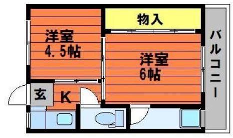 ソラーナ川辺 I(2K/3階)の間取り写真