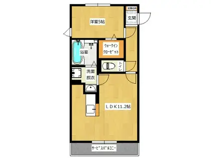 ヒルズ堀割(1LDK/1階)の間取り写真