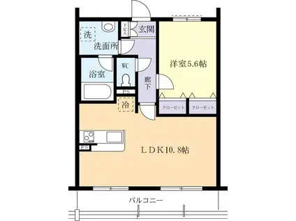 ウイングコート阿見(1LDK/1階)の間取り写真