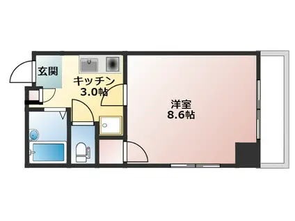 エンゼルハート加古町(1K/4階)の間取り写真