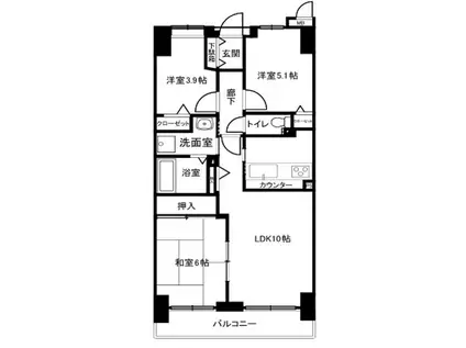ロイヤルシャトー西条(3LDK/14階)の間取り写真