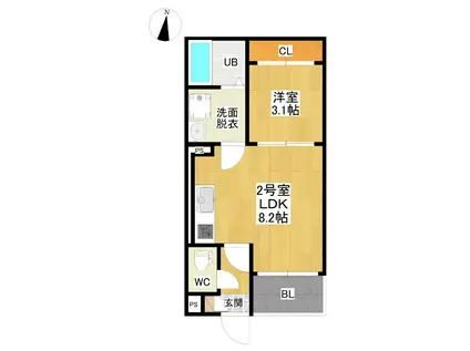 REGALEST道徳(1LDK/3階)の間取り写真