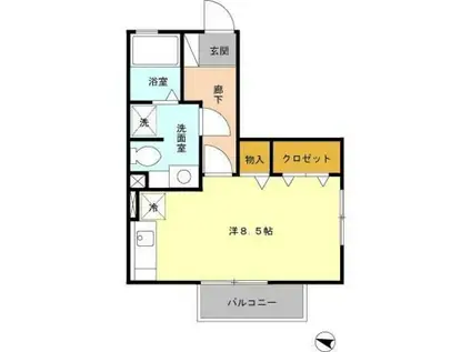 ビラージュ(ワンルーム/2階)の間取り写真