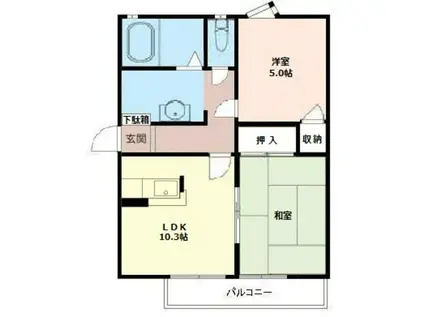 第三共栄ハイツC(2LDK/1階)の間取り写真