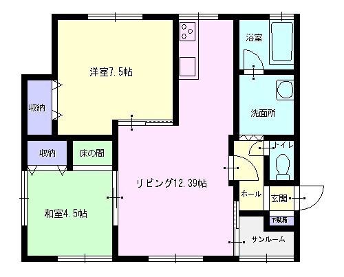 ハッピネスI(2LDK/2階)の間取り写真