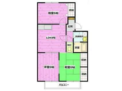 セジュール相田B棟(3DK/1階)の間取り写真