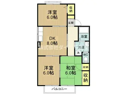 セジュールながたやA(3DK/2階)の間取り写真