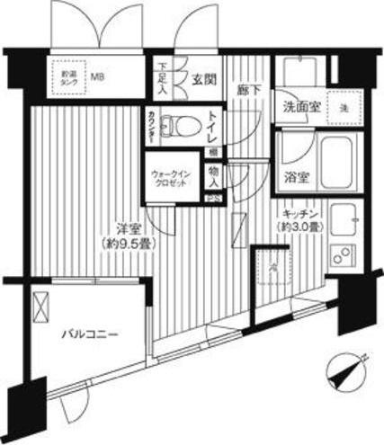 コスモリード新宿余丁町(ワンルーム/1階)の間取り写真