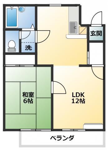 ウッディハイツ富田(1LDK/2階)の間取り写真