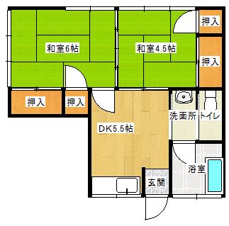 フルール湯河原I(2DK/2階)の間取り写真