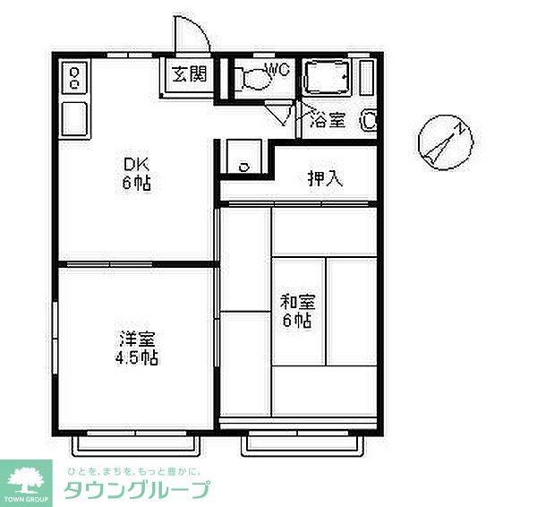 サニー元町I(2DK/2階)の間取り写真