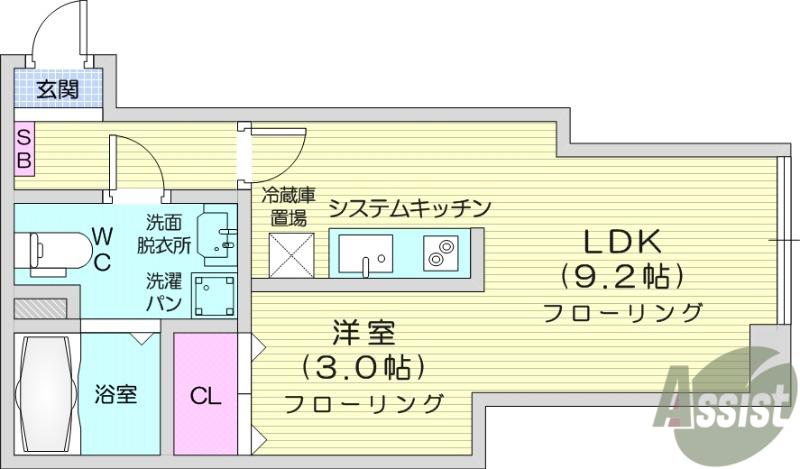 メリディアン多賀城新田(1LDK/1階)の間取り写真