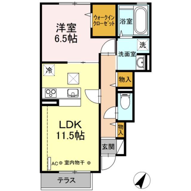 ディアコート(1LDK/1階)の間取り写真