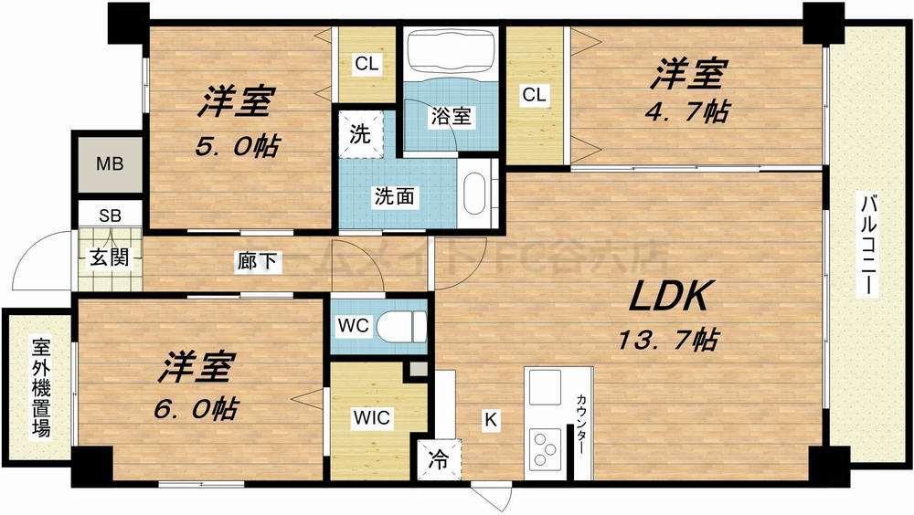 ソル グランデ(3LDK/4階)の間取り写真