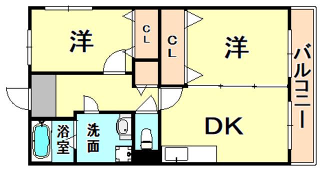 グリーンレジデンス須磨(2DK/7階)の間取り写真