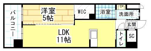 ハイネス槻田(1LDK/12階)の間取り写真