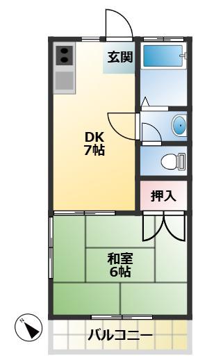領家レジデンス(1DK/3階)の間取り写真