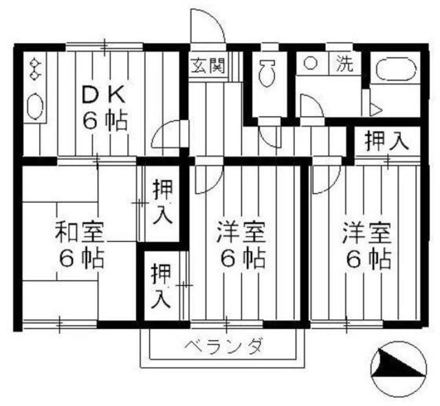 シャトル金山(3DK/2階)の間取り写真