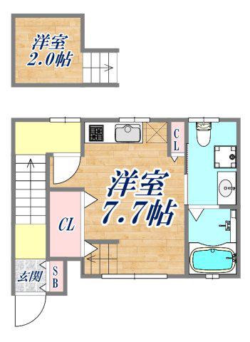 ヴィアノ山下町(ワンルーム/2階)の間取り写真