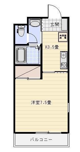 コスメルI(1K/2階)の間取り写真