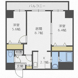 グレイスコート桑園(2LDK/5階)の間取り写真