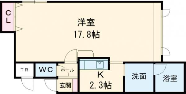 マラカイトグリーン(1K/1階)の間取り写真