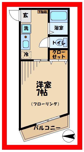 カーサクラウン谷保(1K/1階)の間取り写真