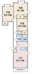 ヒルズ覚王山北(2SLDK/1階)の間取り写真
