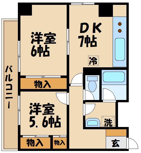 ミール千歳烏山(2DK/4階)の間取り写真