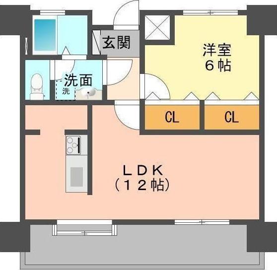 コーポラス本庄(1LDK/6階)の間取り写真