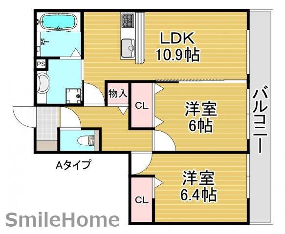 ELITE CHATEAU(2LDK/2階)の間取り写真