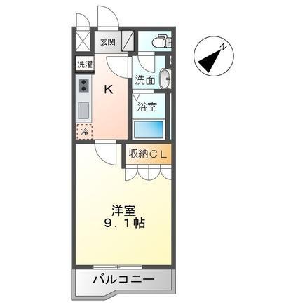 ウィングコート(1K/2階)の間取り写真