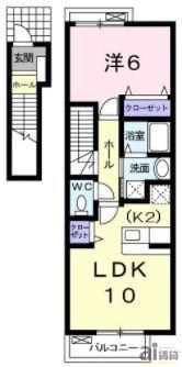 ラフレシール富士見(1LDK/2階)の間取り写真