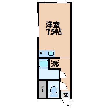 サンシュエット(ワンルーム/3階)の間取り写真
