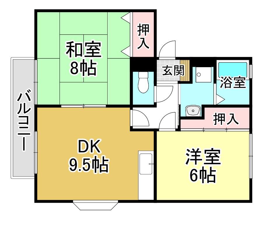 サンライズ(2DK/2階)の間取り写真