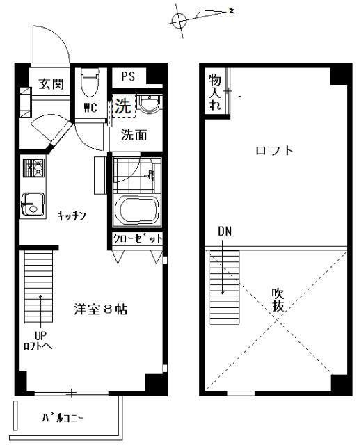 グランドクレスト(1SK/2階)の間取り写真
