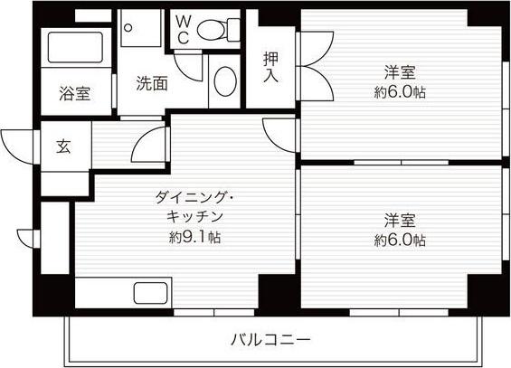 KSCOURT甲東園(2DK/2階)の間取り写真