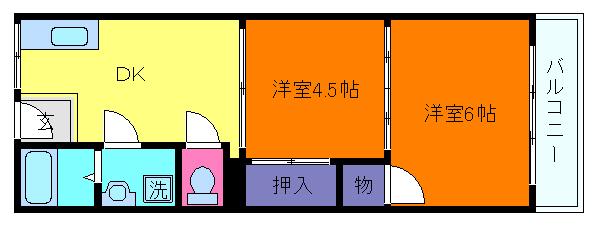 エルパラッツオ本山南(2DK/4階)の間取り写真