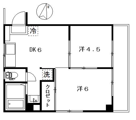 レンガフラッツ(2DK/3階)の間取り写真