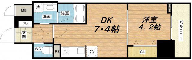 RISING MAISON 本町橋(1DK/3階)の間取り写真