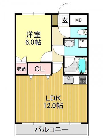 ヴェルデ瑞穂壱番館(1LDK/6階)の間取り写真