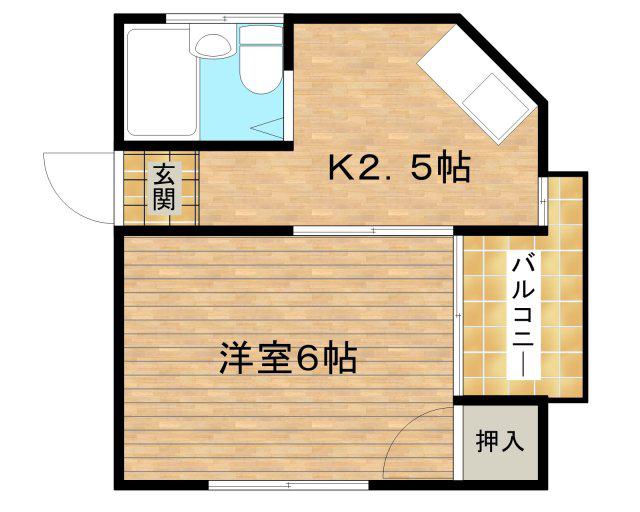 明輝春日マンション(1K/2階)の間取り写真