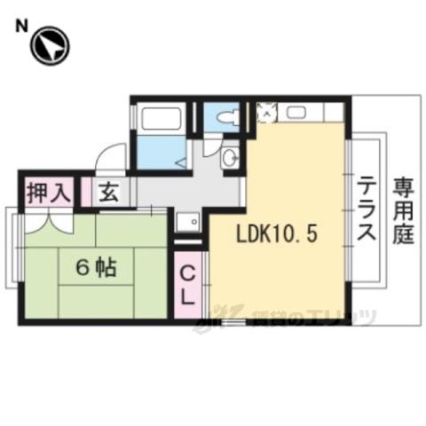 セジュール金閣(1LDK/1階)の間取り写真