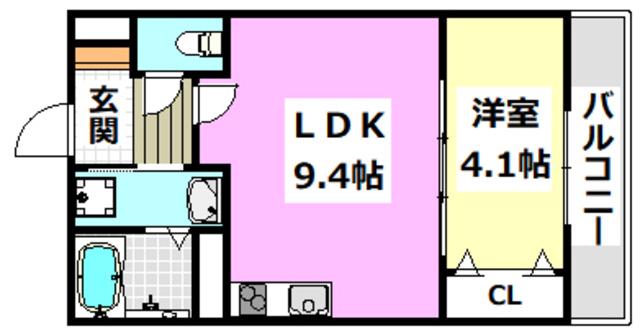 アート茨木(1LDK/1階)の間取り写真