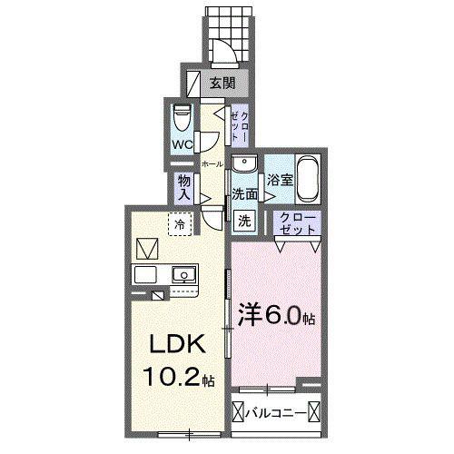 フォンテーヌⅤ(1LDK/1階)の間取り写真