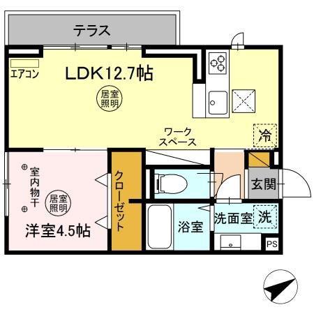 エルム柏(1LDK/1階)の間取り写真