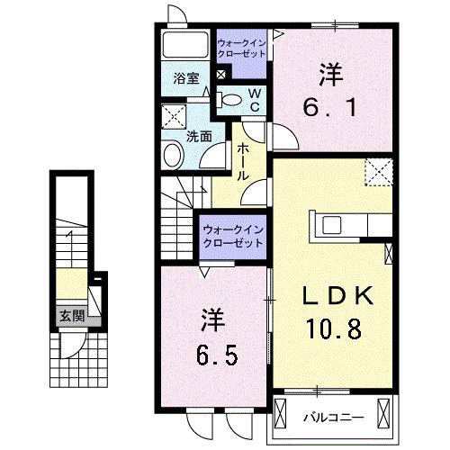 サンライズガーデン A(2LDK/2階)の間取り写真