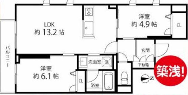 LIETO新中野(2LDK/3階)の間取り写真