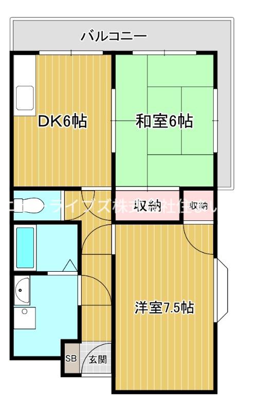ハイツノボル(2DK/3階)の間取り写真